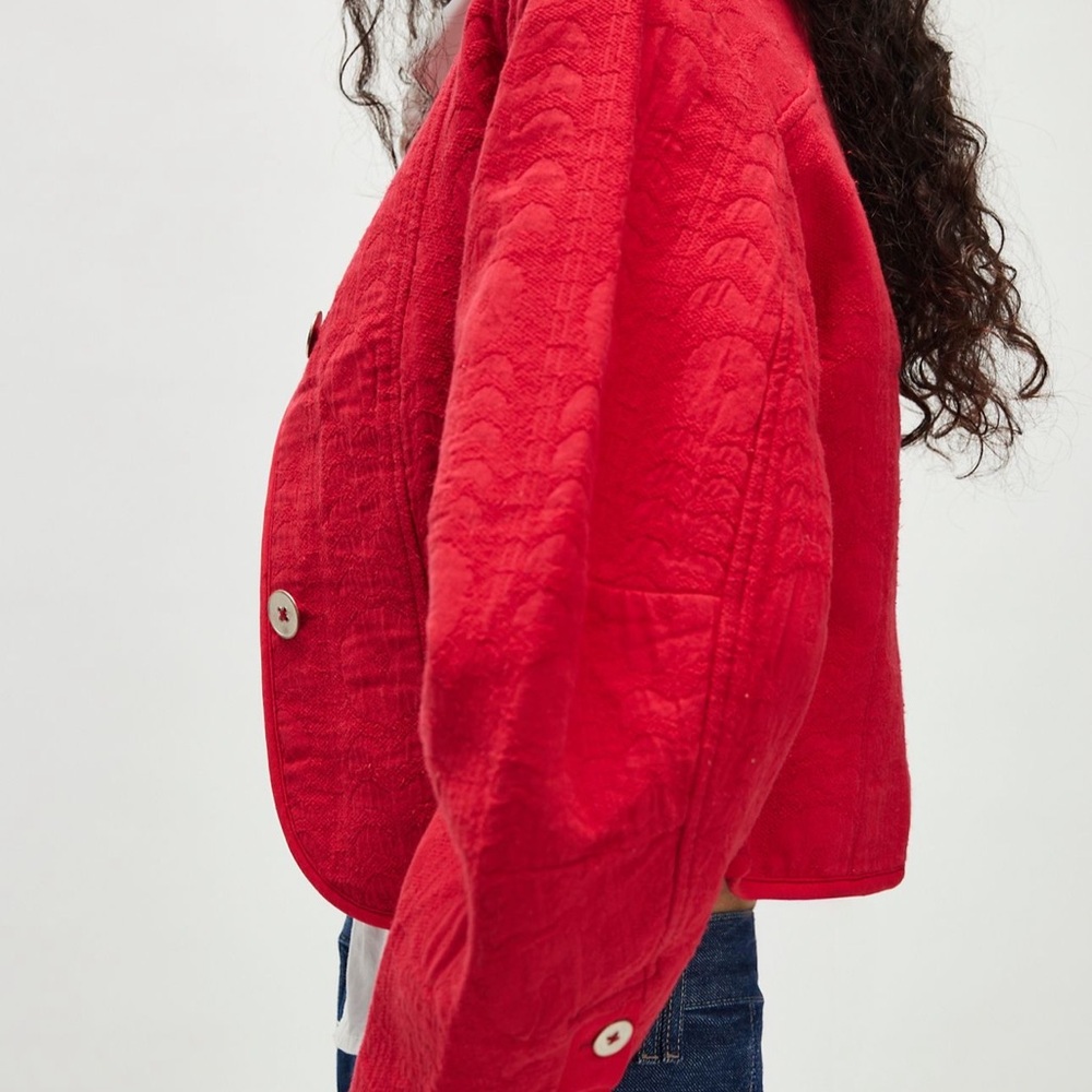 Free People Red Quilted Women's Jacket - Picture 3 of 6